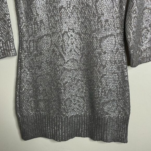 NWT INC International Concepts Size S Silver Metallic Long Tunic Sweater $90 - Picture 8 of 9